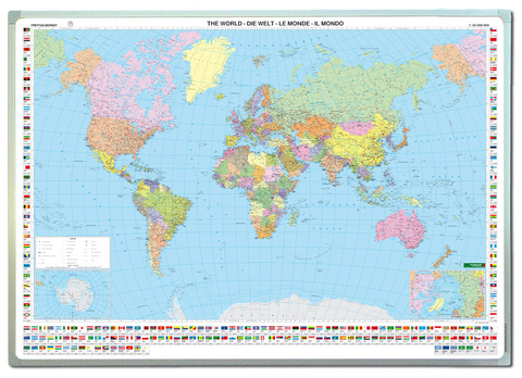 Welt politisch, Weltkarte 1:25.Mio., Internationale Ausgabe, Großformat, Markiertafel - 