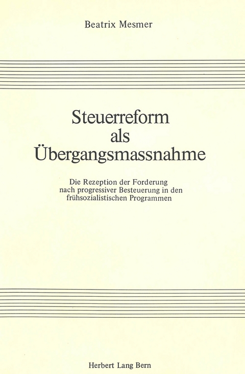 Steuerreform als Übergangsmassnahme - Beatrix Mesmer