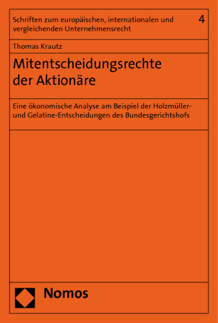 Mitentscheidungsrechte der Aktionäre - Thomas Krautz