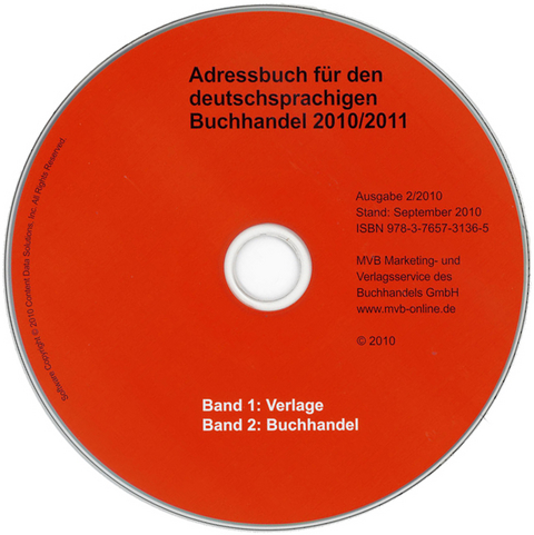 Adressbuch für den deutschsprachigen Buchhandel. Oktober 2010 - CD-ROM-Ausgabe