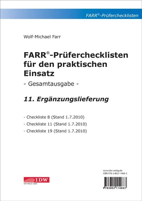 FARR Prüferchecklisten für den praktischen Einsatz - Gesamtausgabe - Wolf-Michael Farr