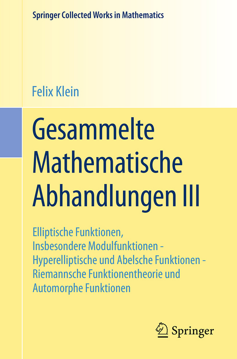 Gesammelte Mathematische Abhandlungen III - Felix Klein
