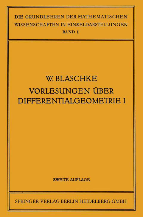 Vorlesungen über Differentialgeometrie und geometrische Grundlagen von Einsteins Relativitätstheorie I