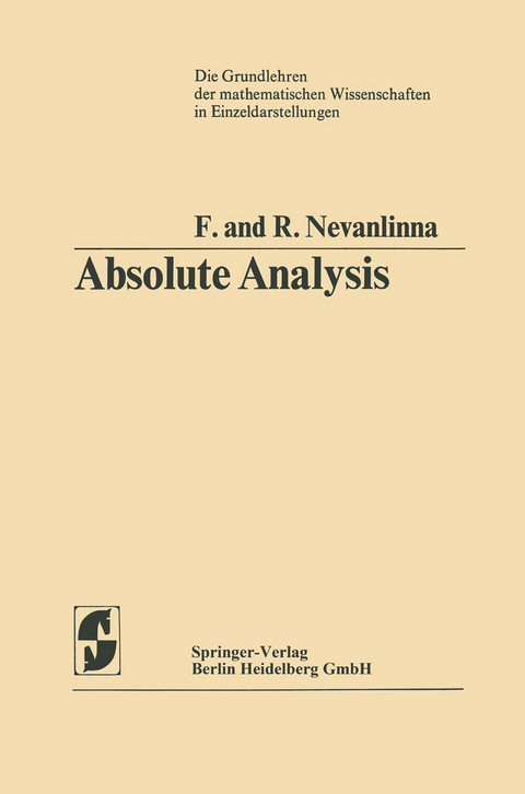 Absolute Analysis - Frithjof Nevanlinna, Rolf Nevanlinna