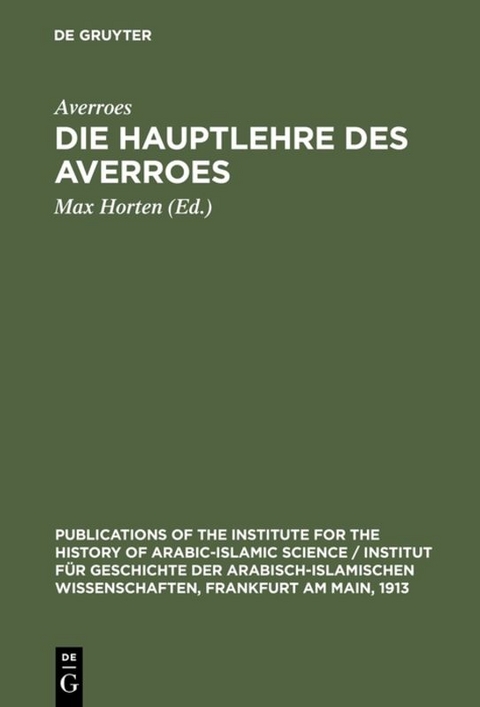 Die Hauptlehre des Averroes -  Averroes