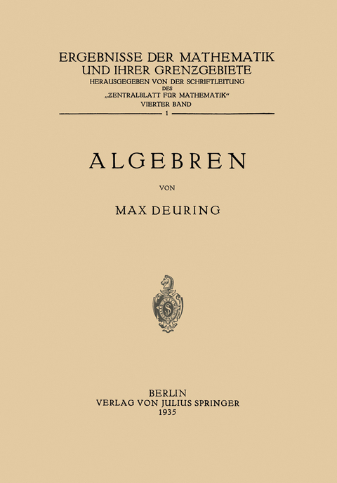 Algebren - Max Deuring