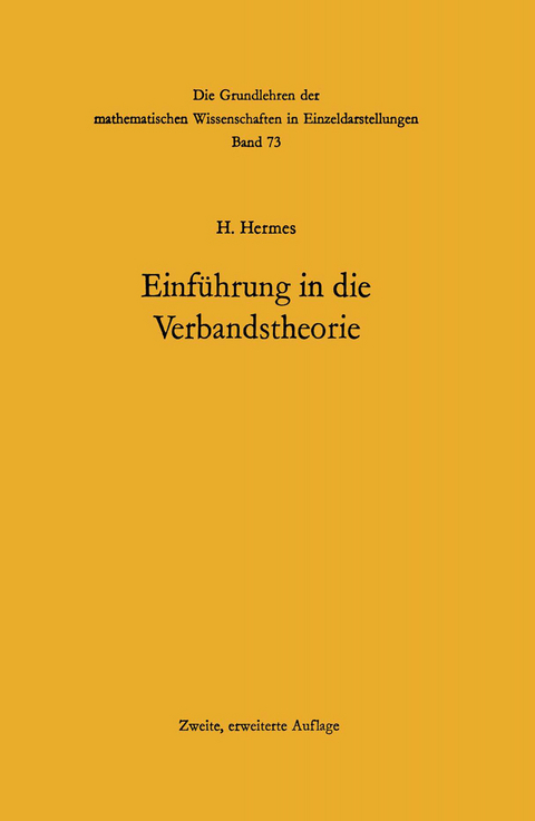 Einführung in die Verbandstheorie - Hans Hermes