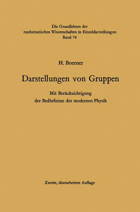 Darstellungen von Gruppen - Hermann Boerner