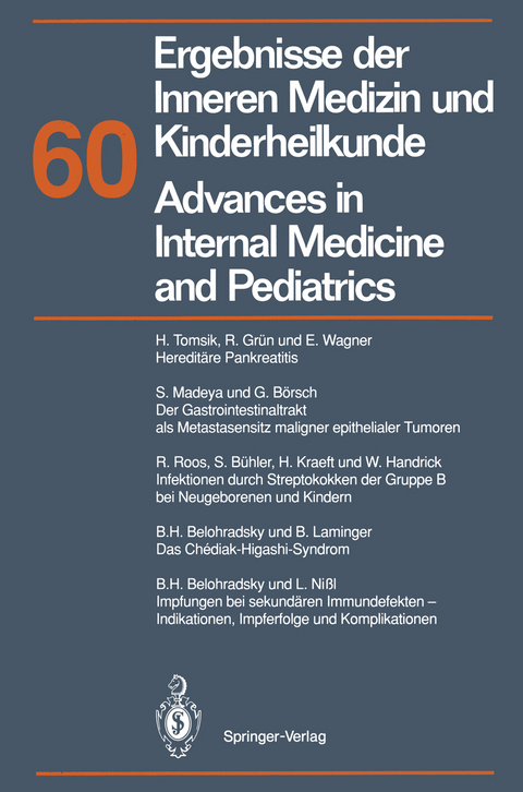 Ergebnisse der Inneren Medizin und Kinderheilkunde/Advances in Internal Medicine and Pediatrics - M. Brandis, A. Fanconi, P. Frick, K. Kochsiek, E. O. Riecken