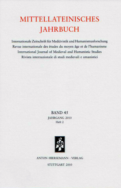 Mittellateinisches Jahrbuch. Internationale Zeitschrift für Mediävistik und Humanismusforschung