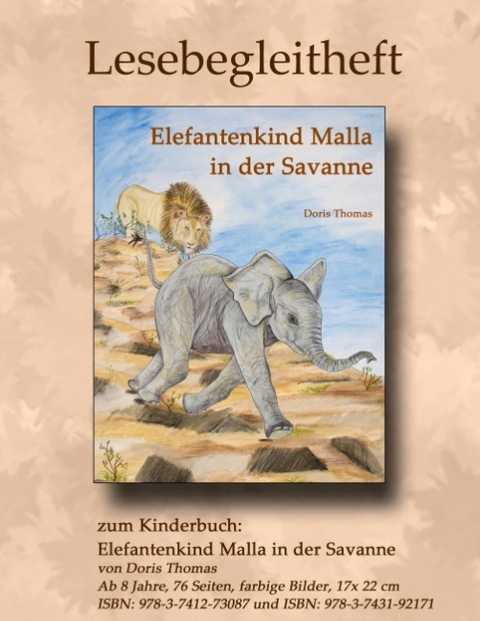 Elefantenkind Malla in der Savanne - Lesebegleitheft - Doris Thomas