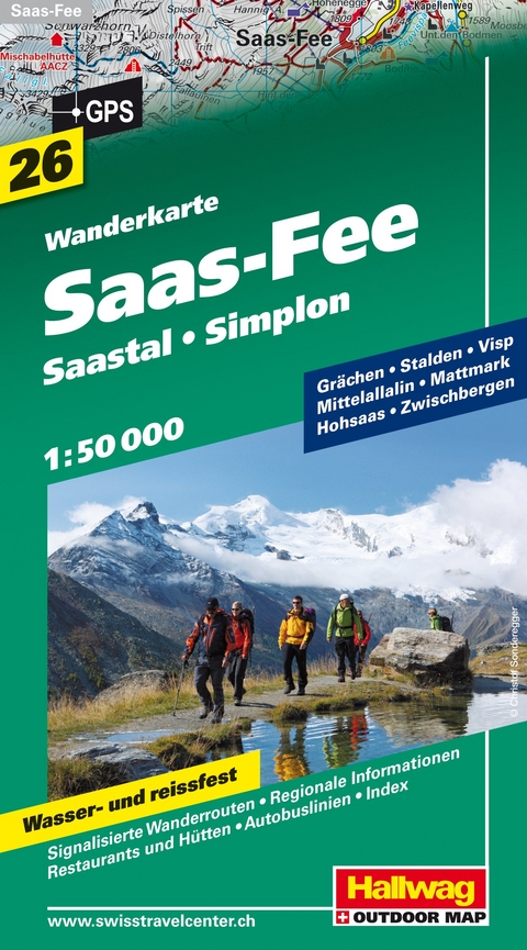 Saas Fee-Saastal-Simplon Wanderkarte Nr. 26, 1:50 000