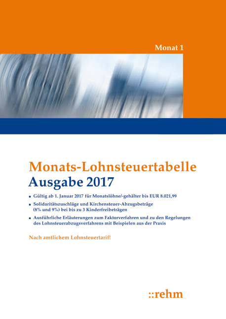 Monats-Lohnsteuertabelle 2017