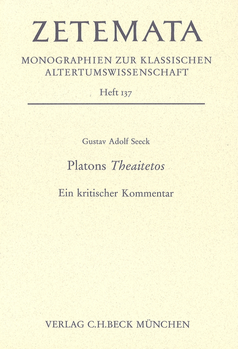 Platons Theaitetos - Gustav Adolf Seeck