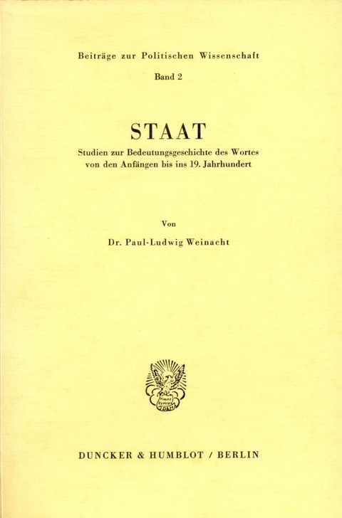 Staat. - Paul-Ludwig Weinacht