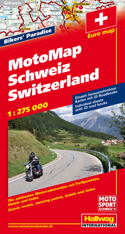 Schweiz MotoMap 1:275 000 Motorradkarte