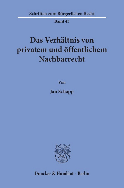 Das Verhältnis von privatem und öffentlichem Nachbarrecht. - Jan Schapp