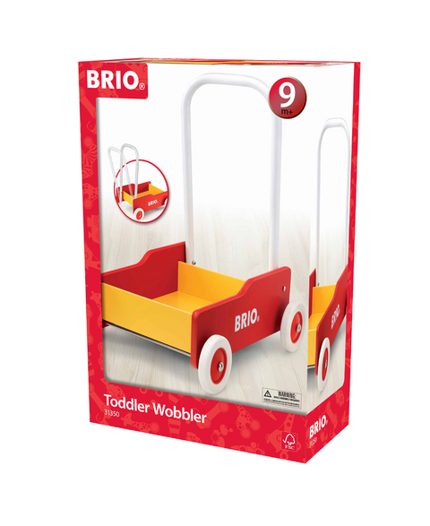 BRIO 31350 Lauflernwagen Rot-Gelb - Klassiker für Kinder ab 9 Monaten - Verstellbarer Handgriff zum Anpassen an die Größe des Kindes und justierbare Bremse zum Einstellen der Rollgeschwindigkeit