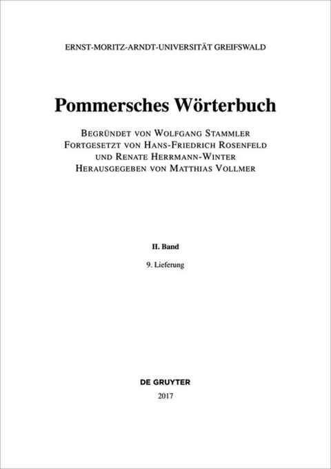 Pommersches Wörterbuch / Pommersches Wörterbuch. BAND II, 9. Lieferung - 