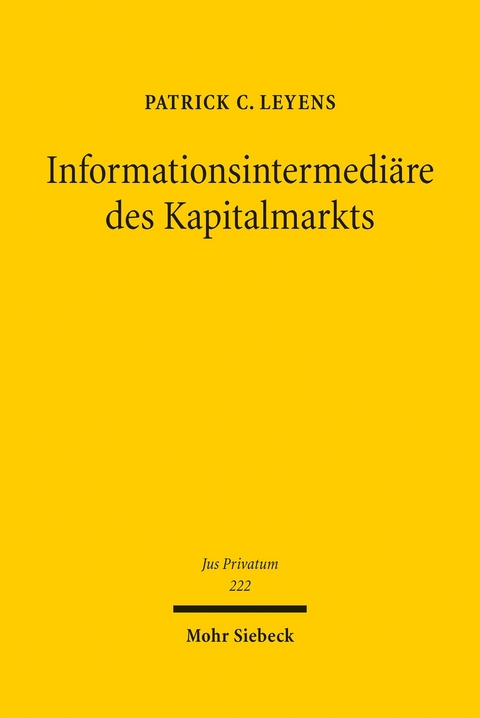 Informationsintermediäre des Kapitalmarkts -  Patrick C. Leyens