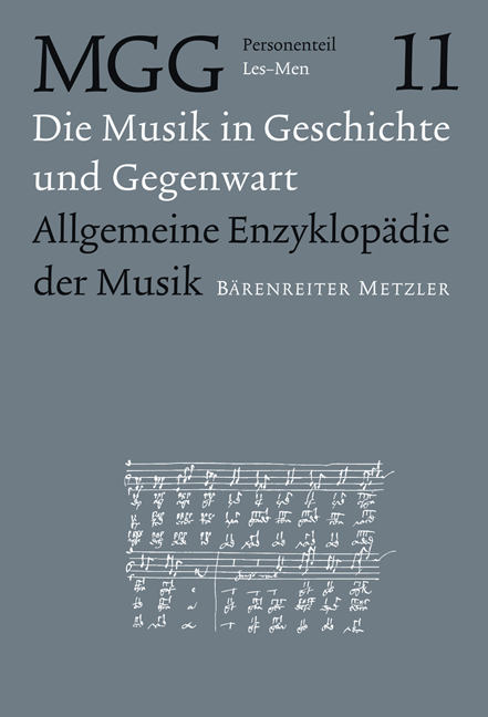 Die Musik in Geschichte und Gegenwart (MGG) / Musik in Geschichte und Gegenwart: allgemeine Enzyklopädie der Musik, Personenteil, Band 11 - 
