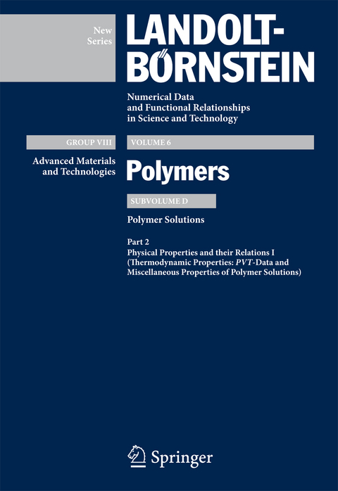 PVT-Data and Miscellaneous Properties of Polymer Solutions - Christian Wohlfarth