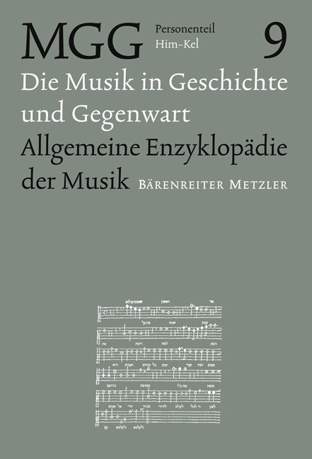 Die Musik in Geschichte und Gegenwart (MGG) / Musik in Geschichte und Gegenwart: allgemeine Enzyklopädie der Musik, Personenteil, Band 9 - 