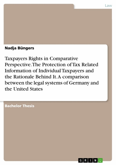 Taxpayers Rights in Comparative Perspective. The Protection of Tax Related Information of Individual Taxpayers and the Rationale Behind It. A comparison between the legal systems of Germany and the United States -  Nadja Büngers