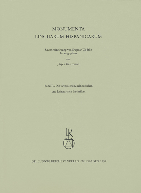 Die tartessischen, keltiberischen und lusitanischen Inschriften - 