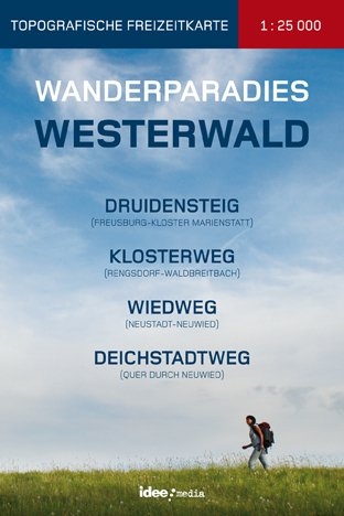 Wanderparadies Westerwald - Karte 1:25 000 Druidensteig, Wiedweg, Klosterweg, Römer- und Keltenweg, Deichstadtweg mit Rheinsteig und Westerwaldsteig - LVermGeo LVermGeo Rheinland-Pfalz