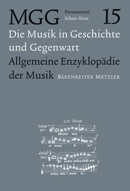 Die Musik in Geschichte und Gegenwart (MGG) / Musik in Geschichte und Gegenwart. Allgemeine Enzyklopädie der Musik, Personenteil, Band 15