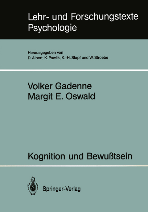 Kognition und Bewußtsein - Volker Gadenne, Margit E. Oswald