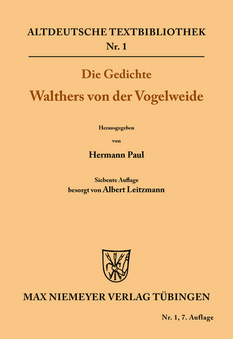 Die Gedichte Walthers von der Vogelweide -  Walther von der Vogelweide