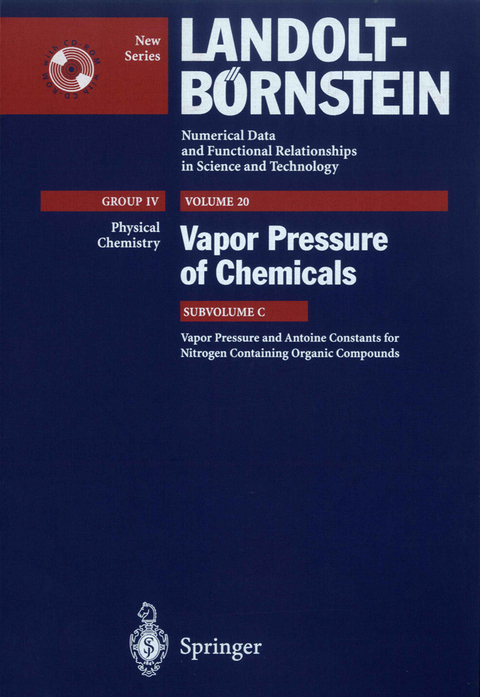 Vapor Pressure and Antoine Constants for Nitrogen Containing Organic Compounds - 