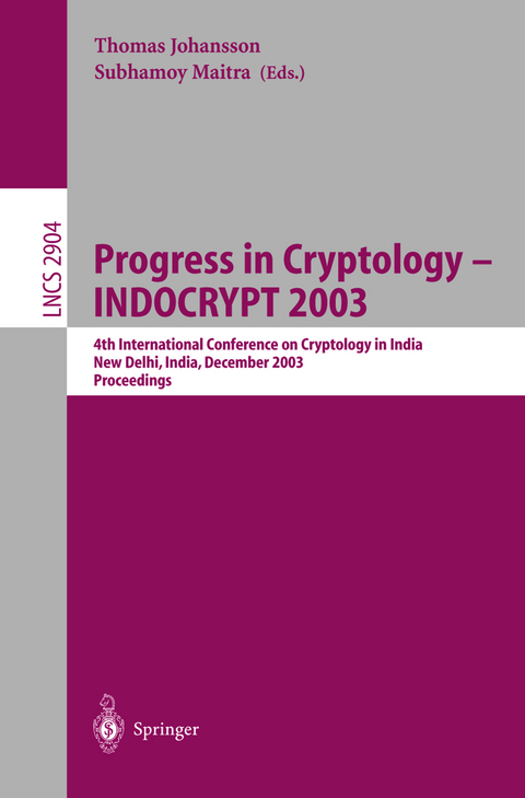 Progress in Cryptology -- INDOCRYPT 2003 - 