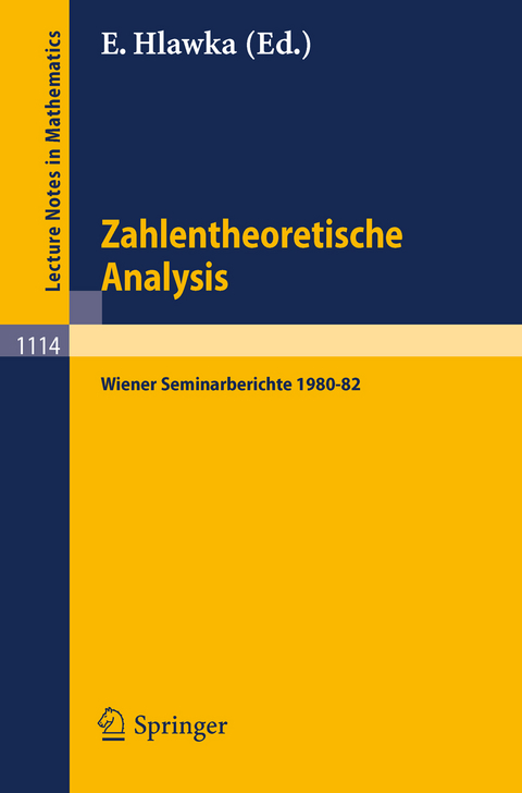 Zahlentheoretische Analysis - 