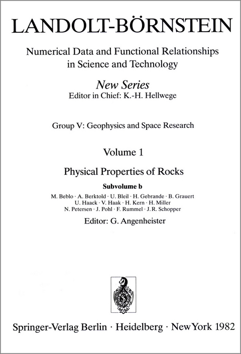 Physical Properties of Rocks - M. Beblo, A. Berktold, U. Bleil, H. Gebrande, B. Grauert, U. Haack, V. Haak, H. Kern, H. Miller, N. Petersen, J. Pohl, F. Rummel, J.R. Schopper