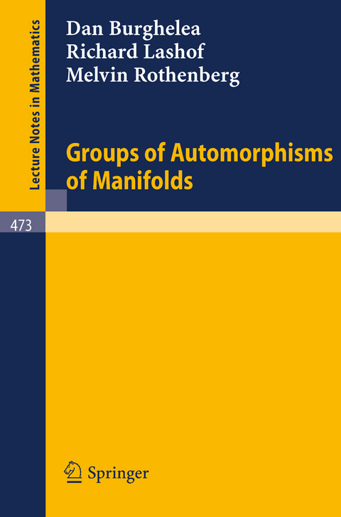 Groups of Automorphisms of Manifolds - D. Burghelea, R. Lashof, M. Rothenberg