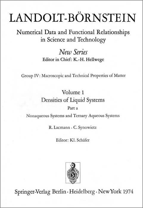 Nonaqueous Systems and Ternary Aqueous Systems / Nichtwässerige Systeme und ternäre wässerige Systeme - R. Lacmann, C. Synowietz
