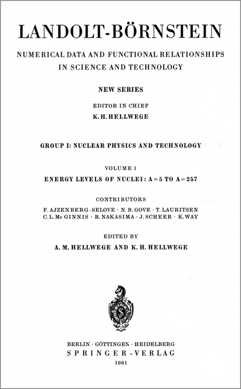 Energy Levels of Nuclei: A = 5 to A = 257 / Energie-Niveaus der Kerne: A = 5 bis A = 257 - F. Ajzenberg-Selove, N.B. Gove, T. Lauritsen, C.L. McGinnis, R. Nakasima, J. Scheer, K. Way