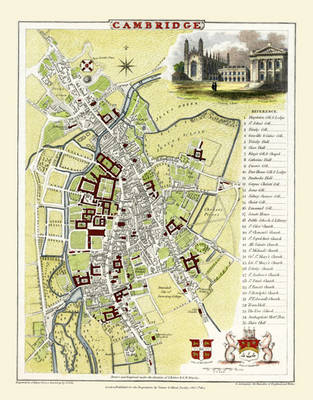 Cole and Roper Old Map of Cambridge 1804 -  Cole and Roper