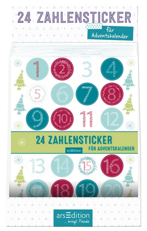 Display 24 Zahlensticker für Adventskalender