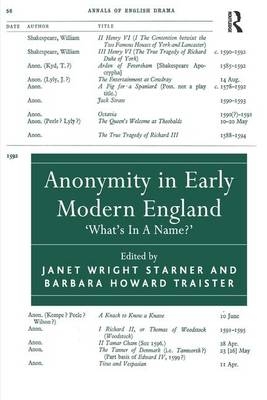 Anonymity in Early Modern England -  Barbara Howard Traister