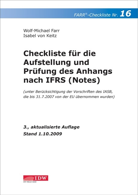 Checkliste für die Aufstellung und Prüfung des Anhangs nach IFRS (Notes) - Wolf-Michael Farr, Isabel von Keitz