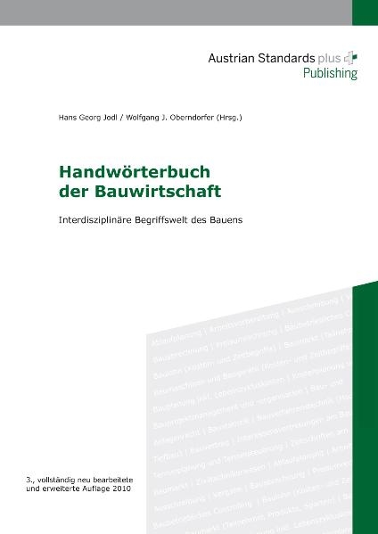 Handwörterbuch der Bauwirtschaft - Wolfgang Oberndorfer, Hans Georg Jodl