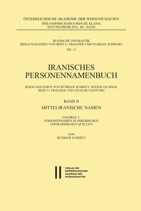 Iranisches Personennamenbuch Band II/Faszikel 5: Mitteliranische Namen - Rüdiger Schmitt