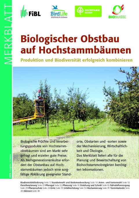 Biologischer Obstbau auf Hochstammbäumen - Andi Häseli, Franco Weibel, Hans Brunner, Pascal König, Pascal Benninger