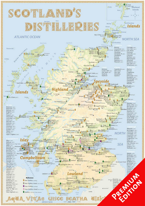 Whisky Distilleries Scotland - Poster 42x60cm Premium Edition - Rüdiger Jörg Hirst