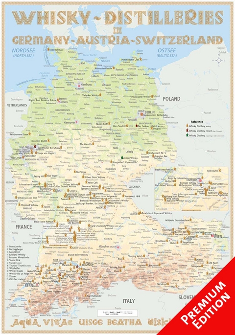 Whisky Distilleries Germany, Austria and Switzerland - Poster 70x100cm Premium Edition - Rüdiger Jörg Hirst