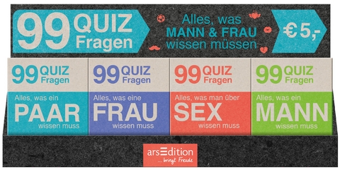 Display 99 Quizfragen. Alles, was Männer & Frauen wissen müssen